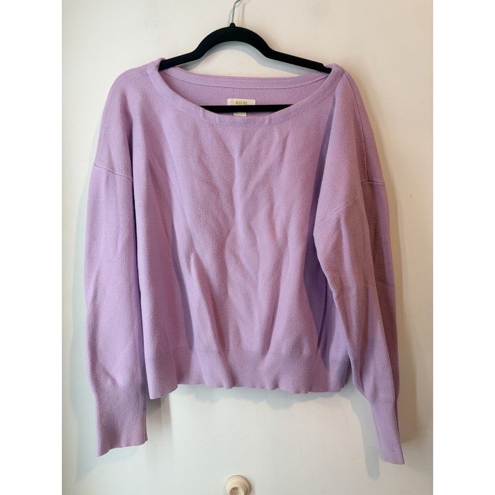 Maeve Anthropologie XL Lavender Knit Sweater Boat Neck Long Sleeve Soft Stretch